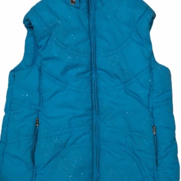 🌺 TCP Sparkly Blue Puffy Fleece Lined Vest - Picture 2 of 8